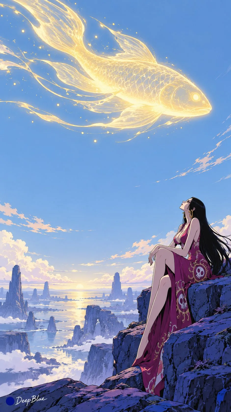 二次元科幻插画：外星留白与硫黄色辉光，示例 1