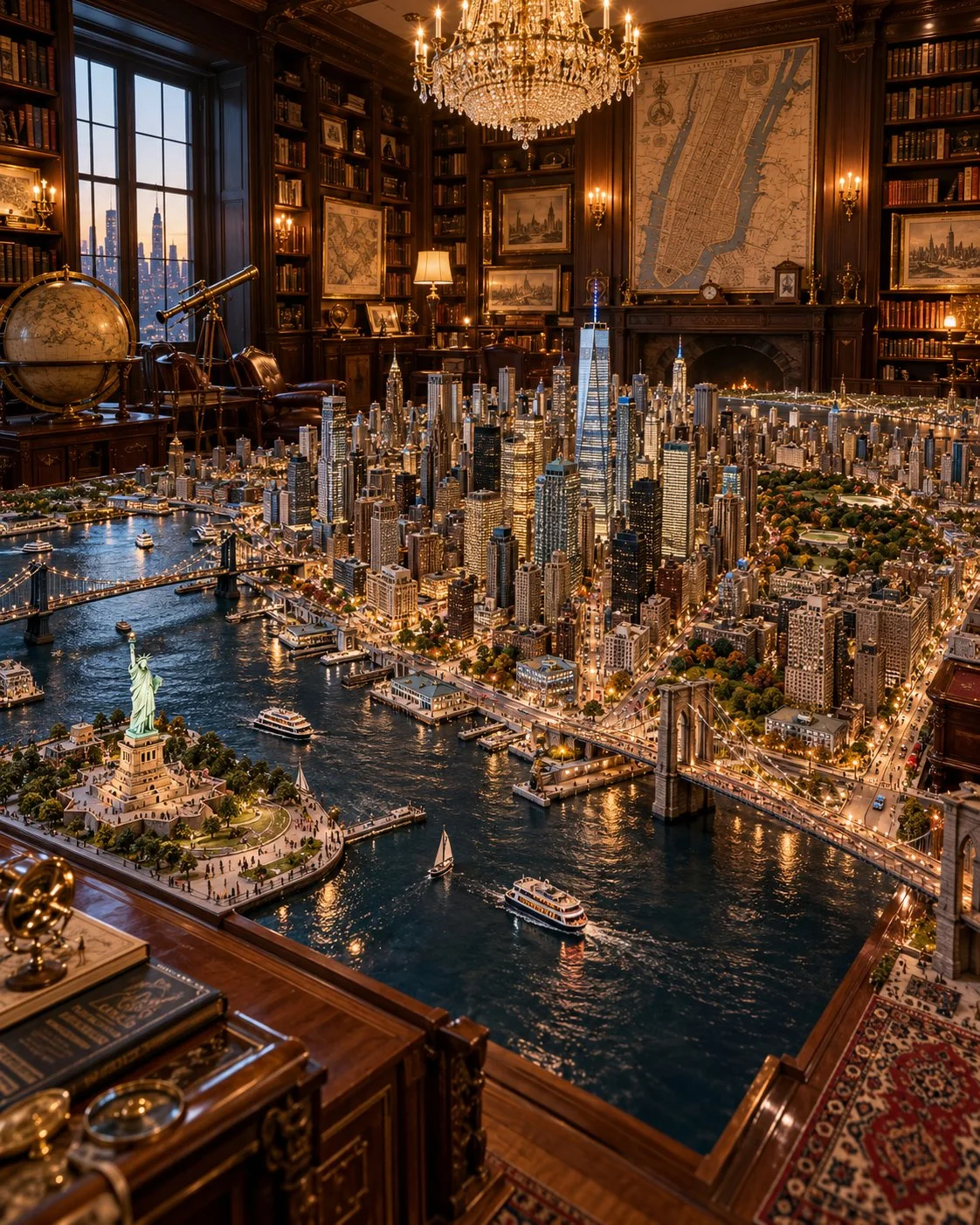 古董书房里的微缩城市，示例 1