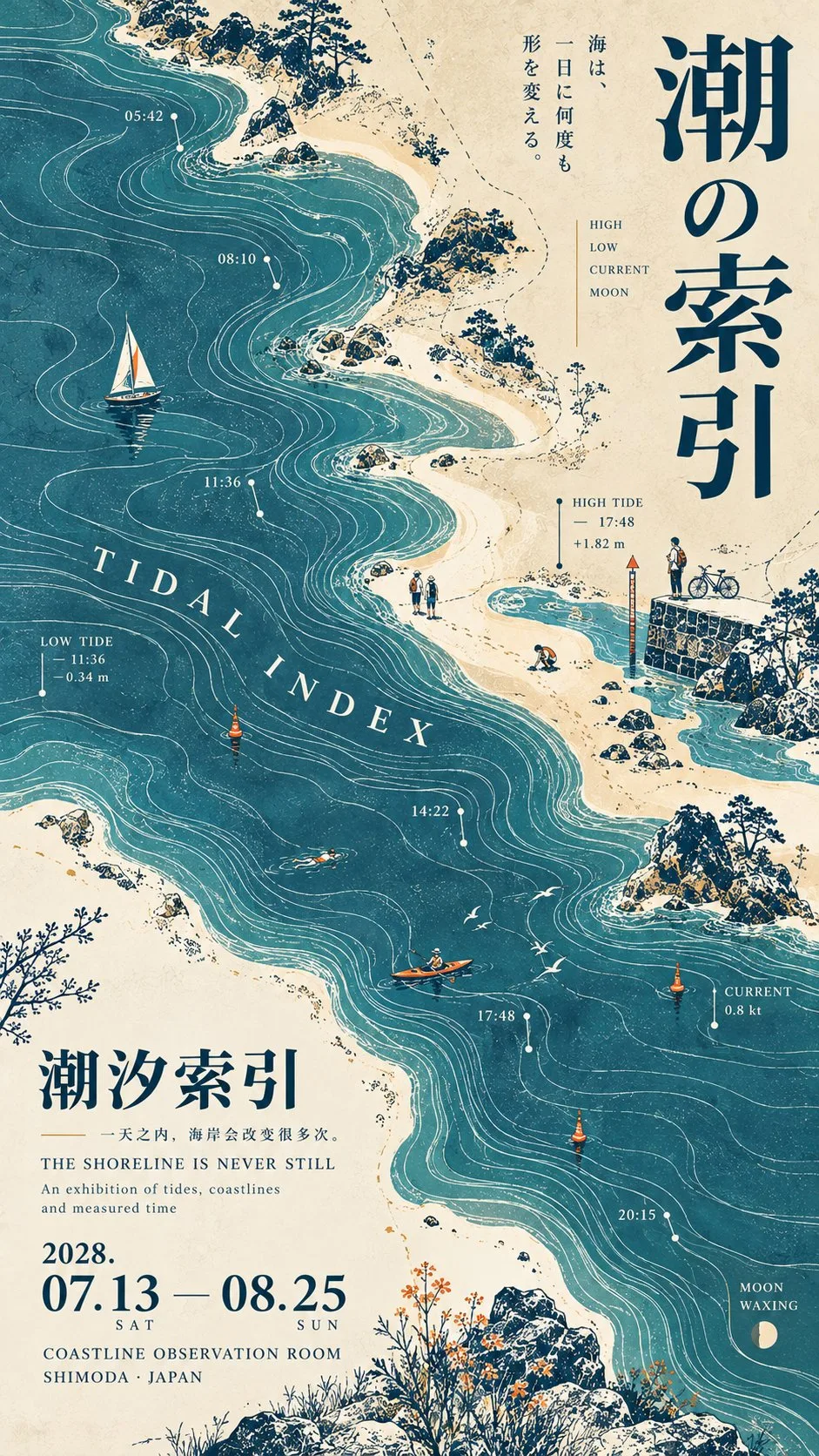 日式自然图鉴：剖面与观测标注，示例 1