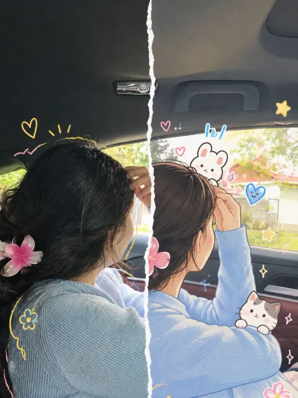 半写实半二次元撕纸对开