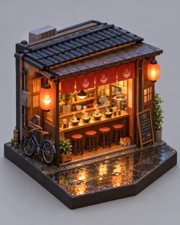 等距微缩拉面小店